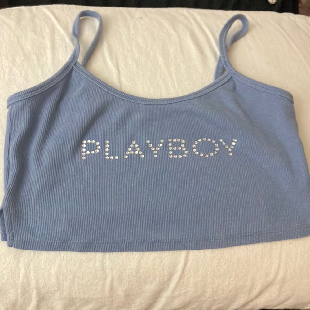 Pacsun playboy rhinestone crop top small
